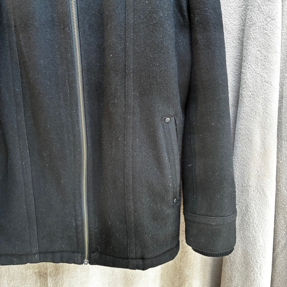 Point Zero Men’s Black Wool Blend Coat Bomber Timeless Classic Winter Warm Layer - Picture 7 of 16